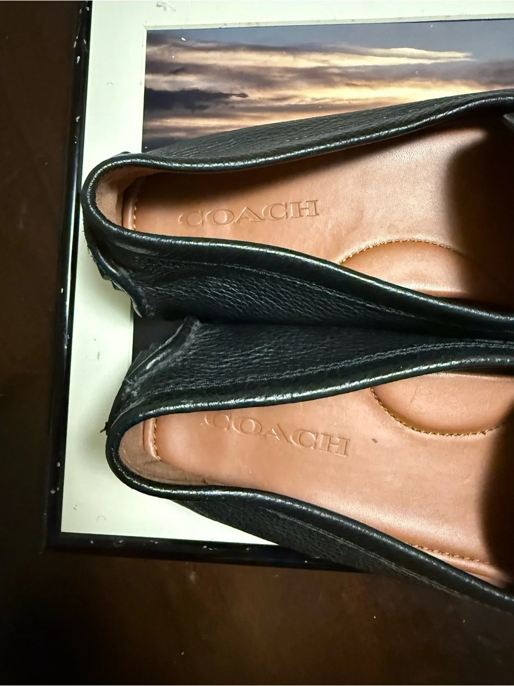 Coach Black Pebbled Leather Slip-On Loafers with Brass Turn-Lock